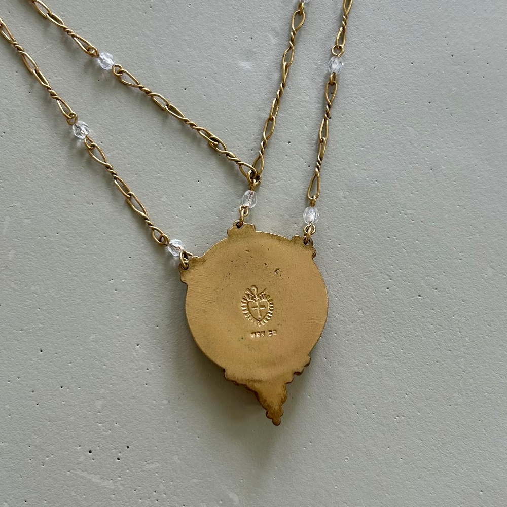 VIRGINS SAINTS & ANGELS VSA SAN BENITO CROSS NECKLACE GOLD W SWAVORSKI CRYSTALS - Picture 5 of 7